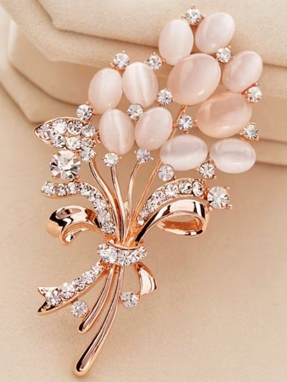 Pink Faux Pearl Bouquet Brooch